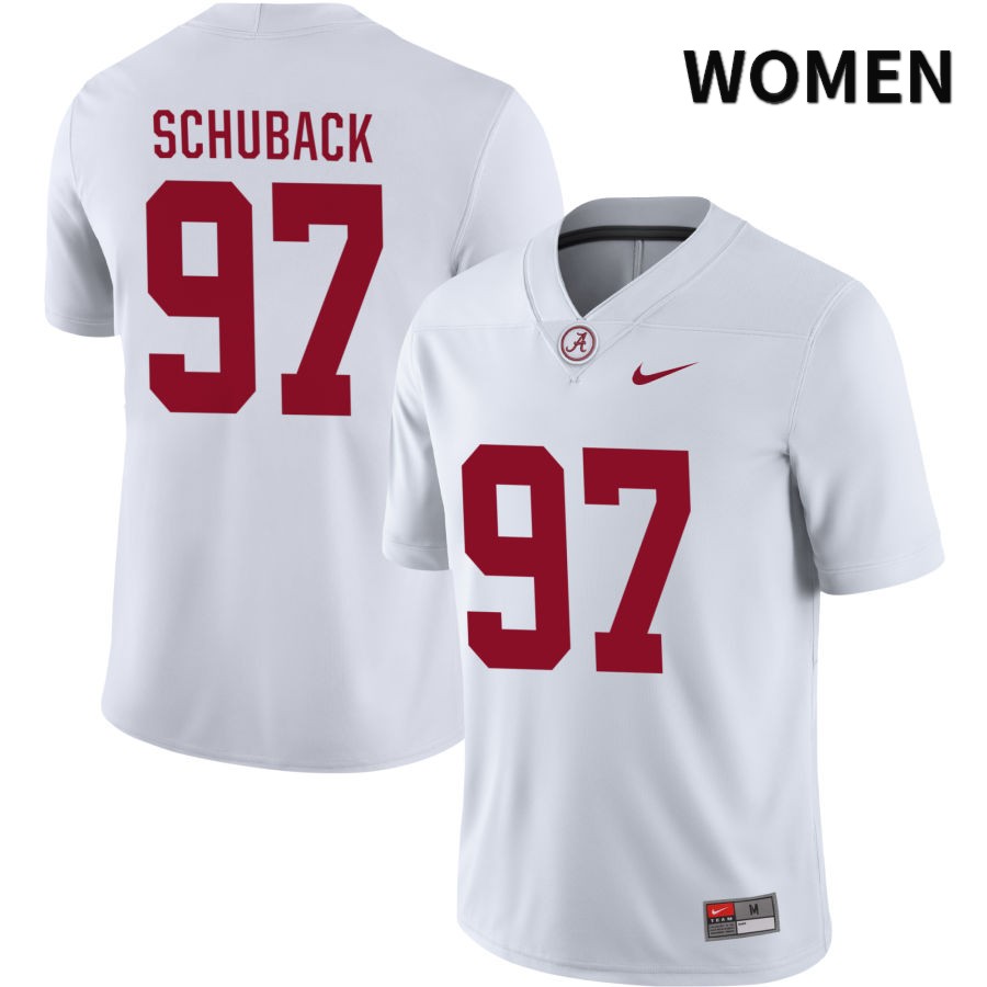 Alabama Crimson Tide Women's Reid Schuback #97 NIL White 2022 NCAA Authentic Stitched College Football Jersey AH16R65ML